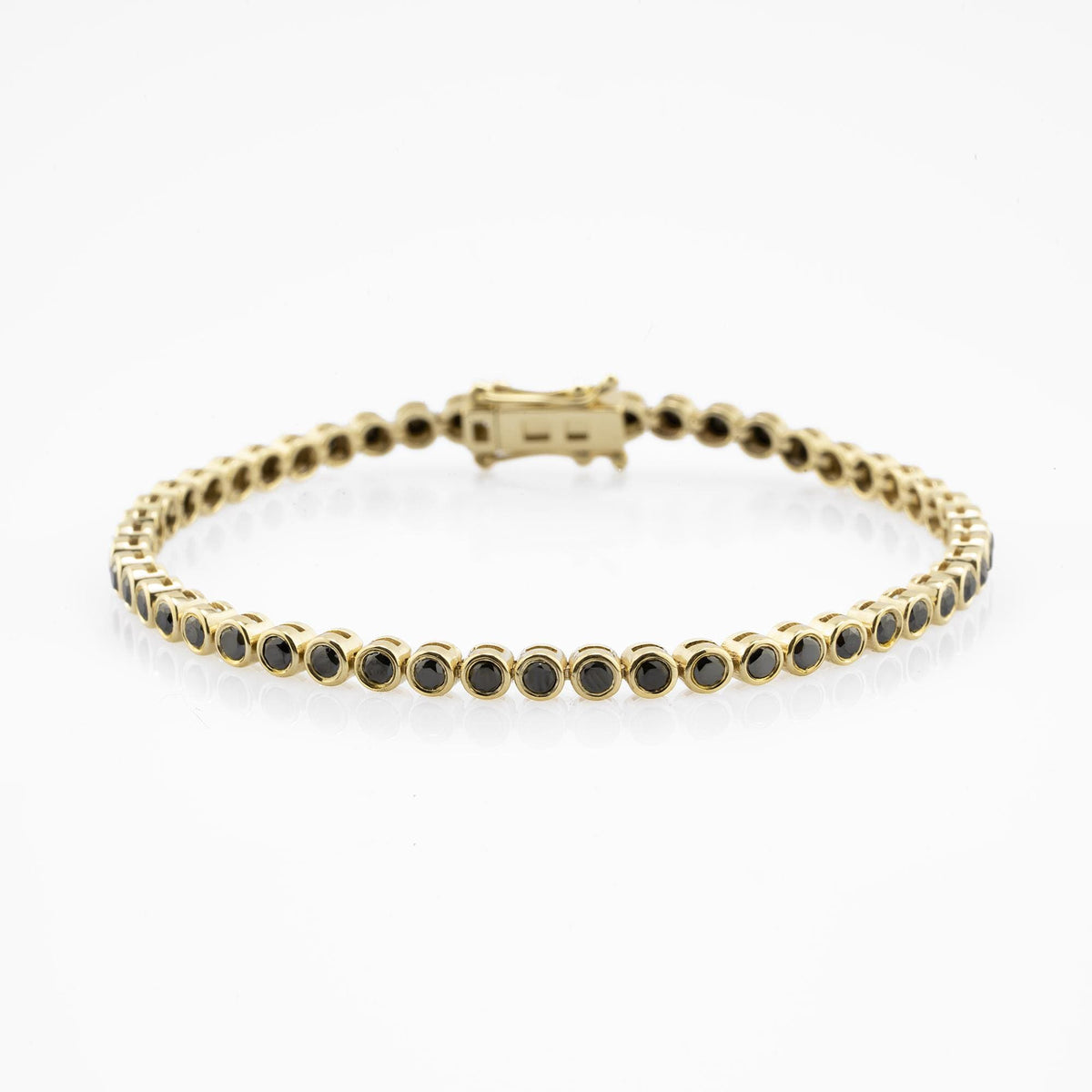 14K Gold Black Diamond Tennis Bracelet / Bezel Set Diamond Bracelet / Dainty Gold Bracelet for Women / Elegant Fine Jewelry Gift for Her