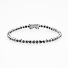 14K Gold Black Diamond Tennis Bracelet / Bezel Set Diamond Bracelet / Dainty Gold Bracelet for Women / Elegant Fine Jewelry Gift for Her