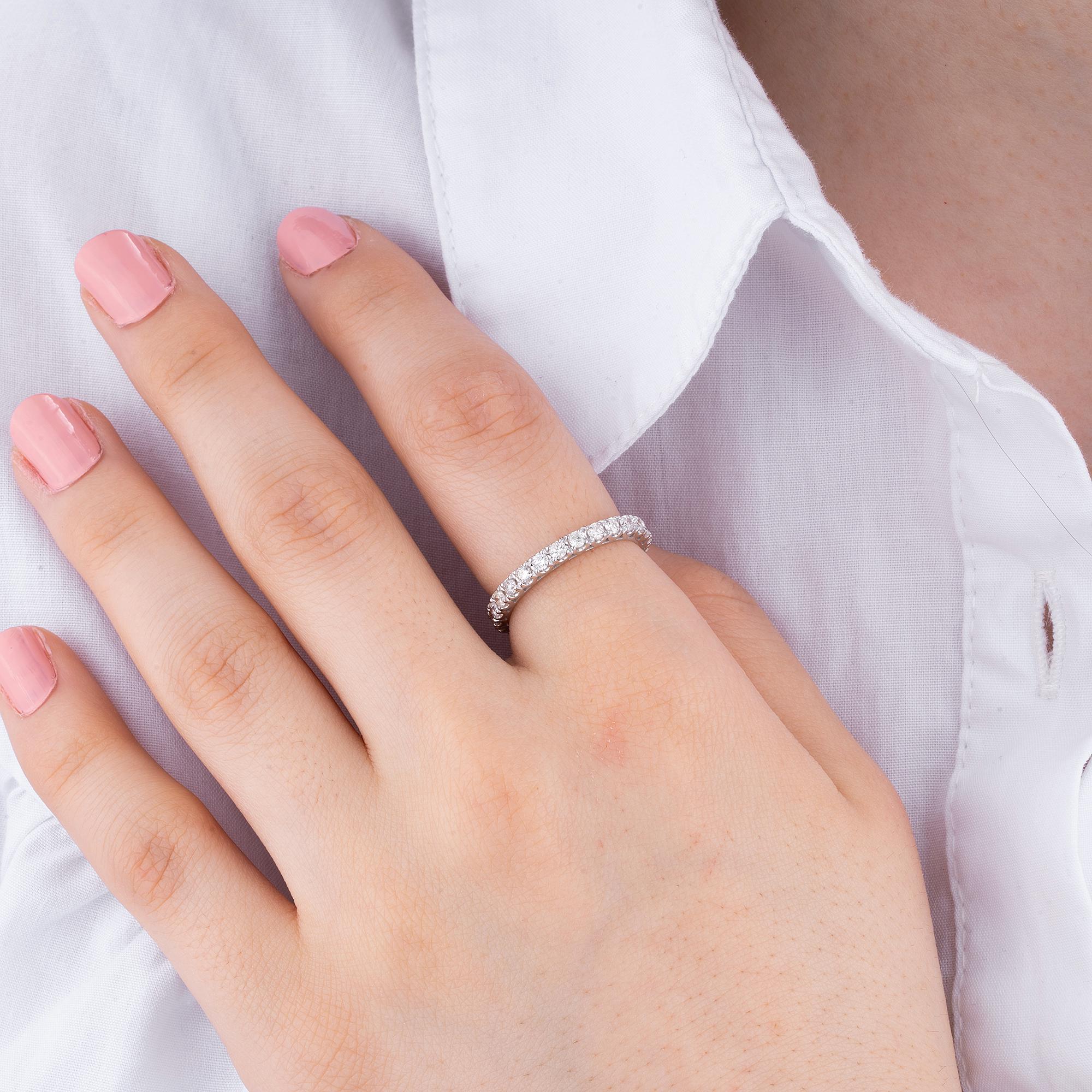 14K Gold Diamond Eternity Band/ Thin Wedding Band/ Stackable Diamond Ring/ Gold Diamond Ring/ Dainty Wedding Ring/ Gift for Her/ The Mom