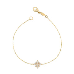 14K Gold Diamond Flower Bracelet / Dainty Floral Gold Bracelet for Women / Diamond Blossom Jewelry / Elegant Gold Bracelet / Gift for Her