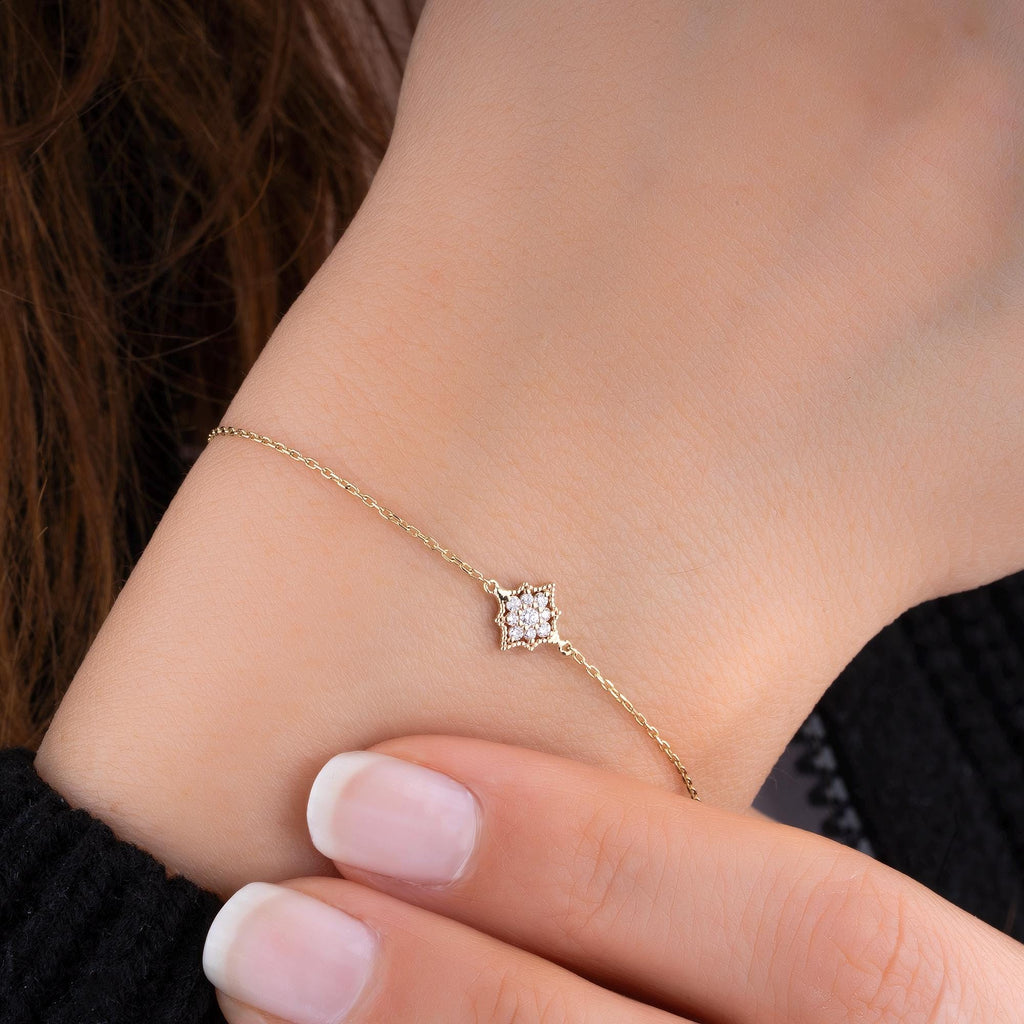 14K Gold Diamond Clover Bracelet – Clovera