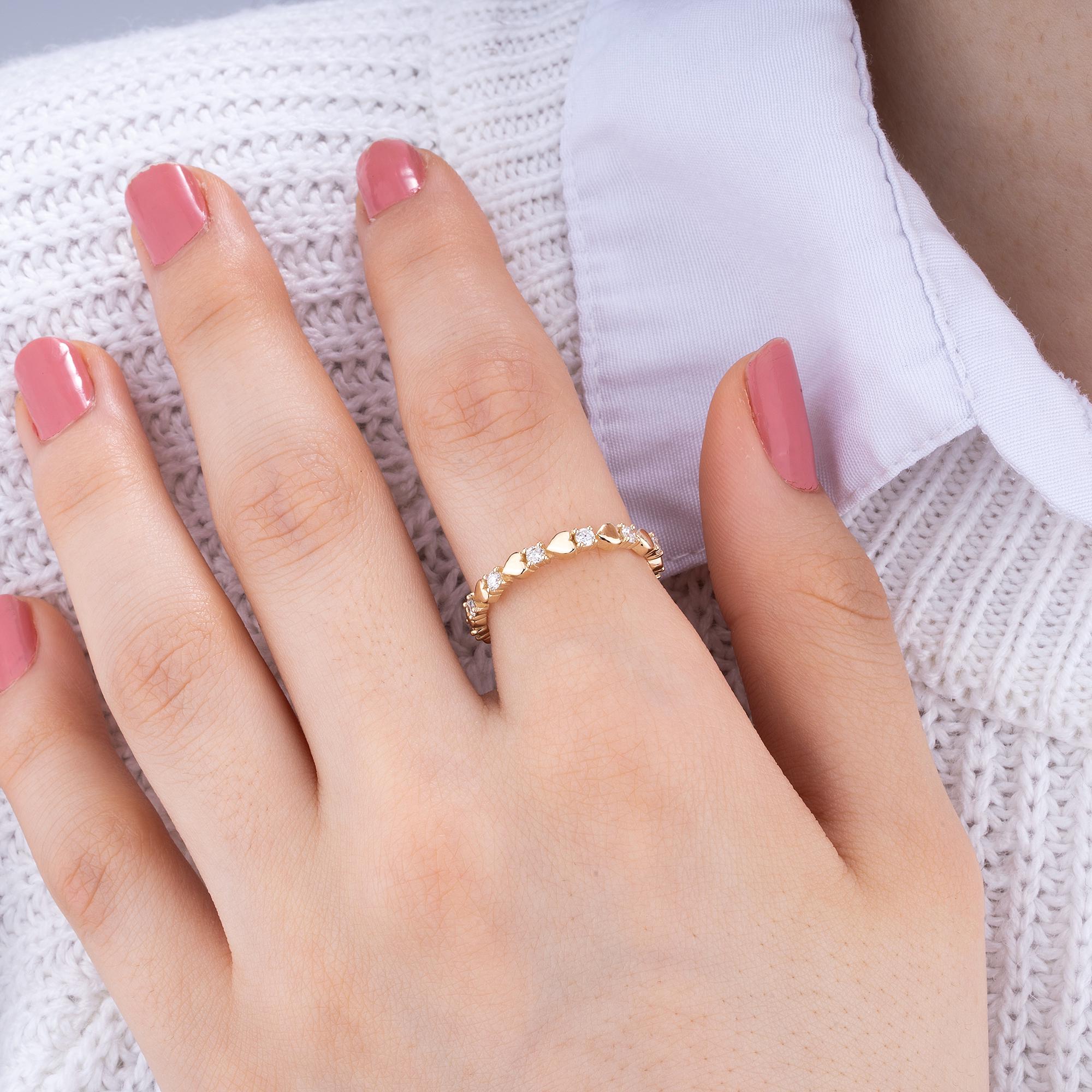 14K Gold Diamond Heart Eternity Ring – Lovaire