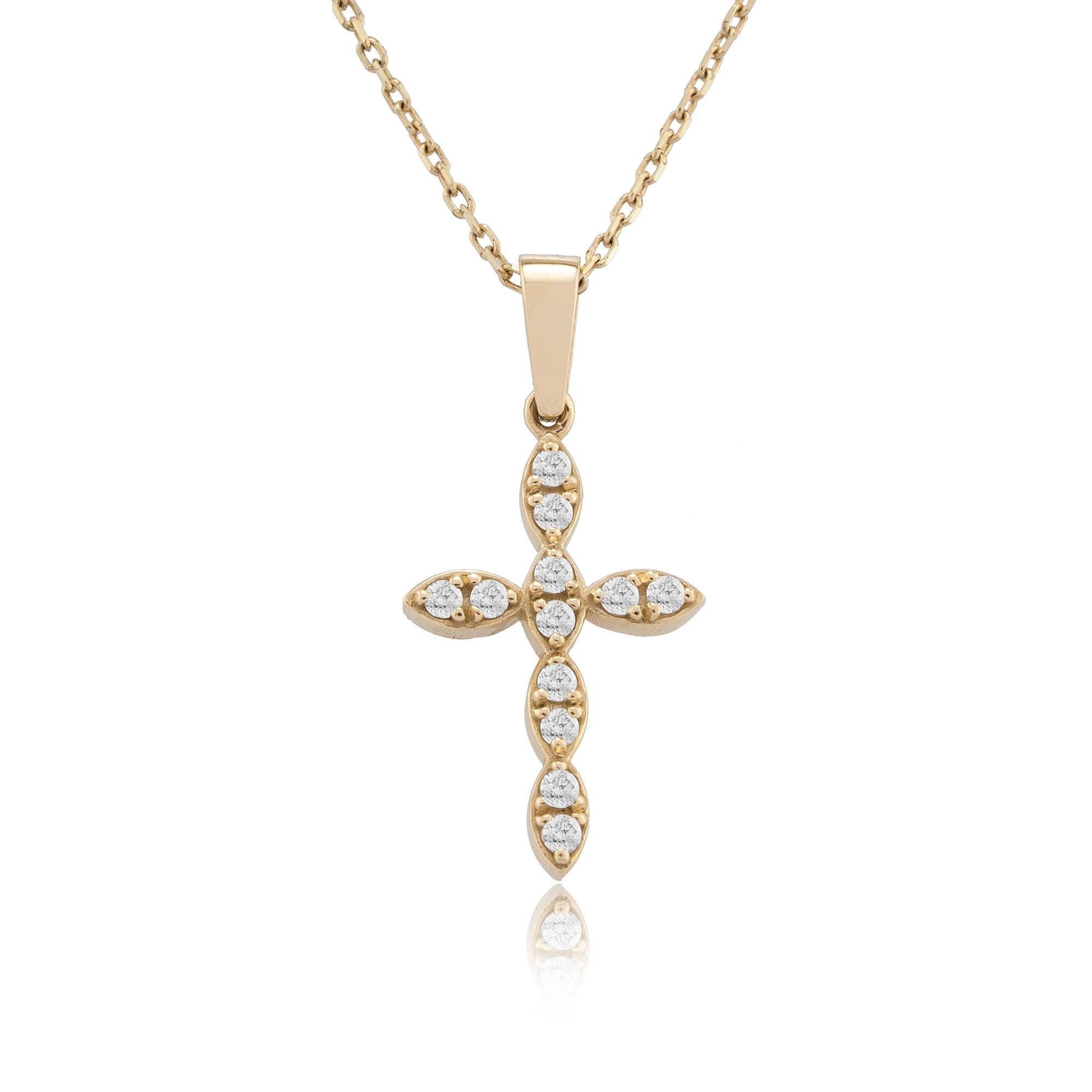 14K Gold Diamond Cross Necklace – Virellan