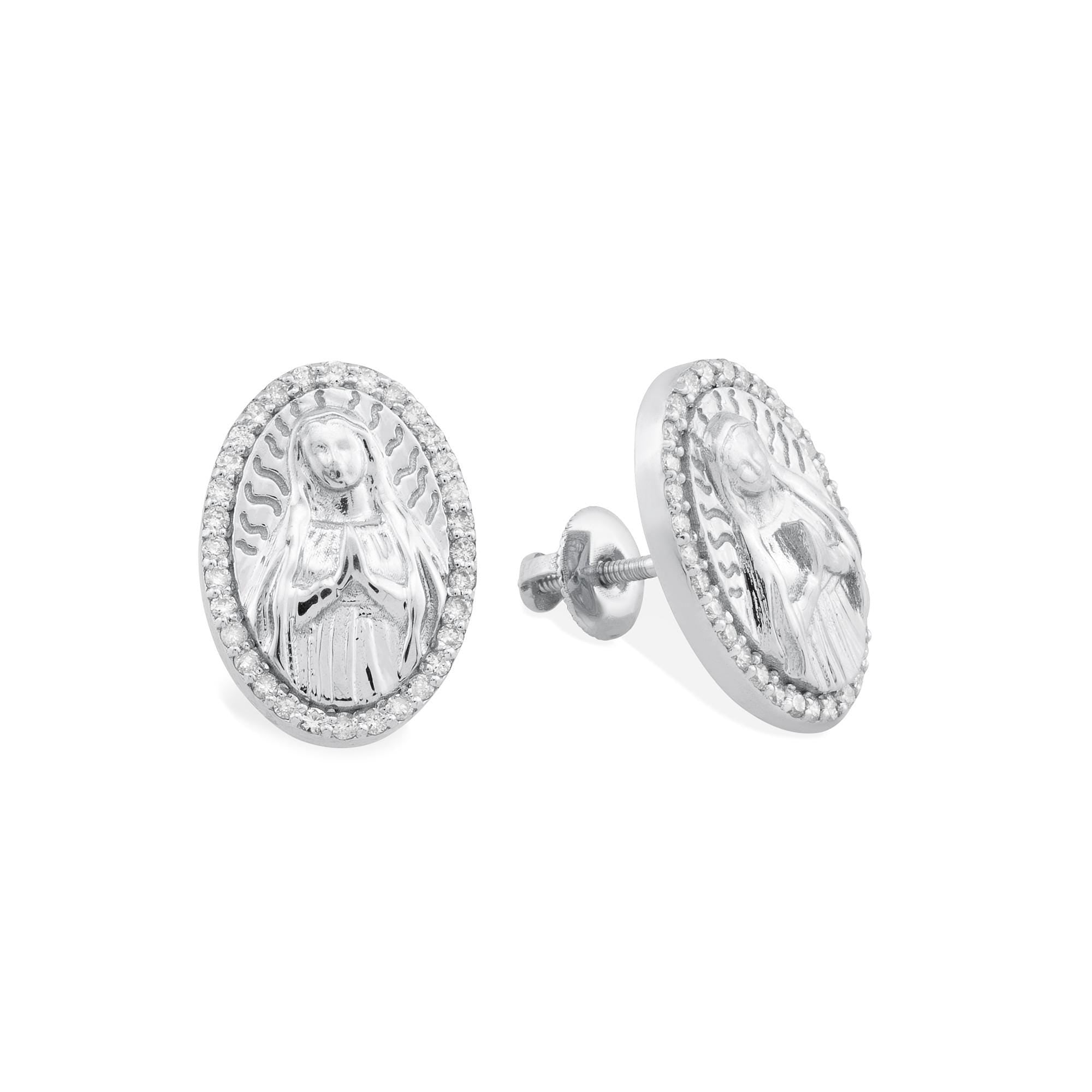 14K Gold Virgin Mary Stud Earrings – Sancta