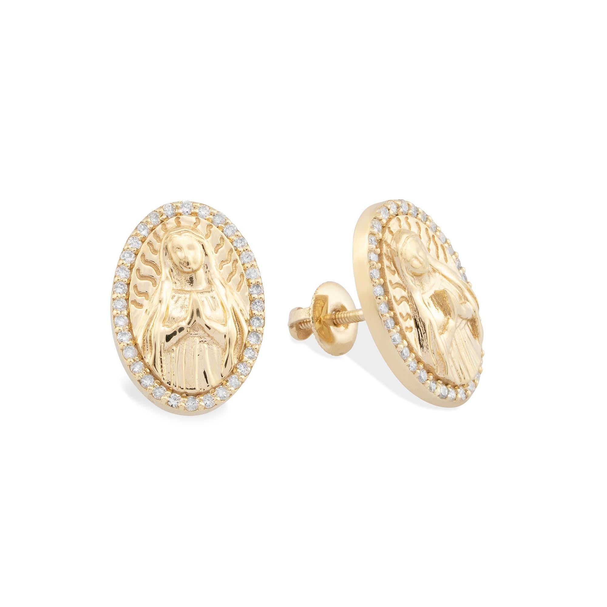 14K Gold Virgin Mary Stud Earrings – Sancta