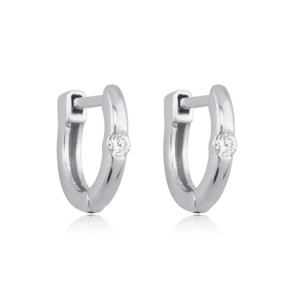 14K Gold Diamond Hoop Earrings – Verona