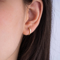 14K Gold Diamond Hoop Earrings – Verona