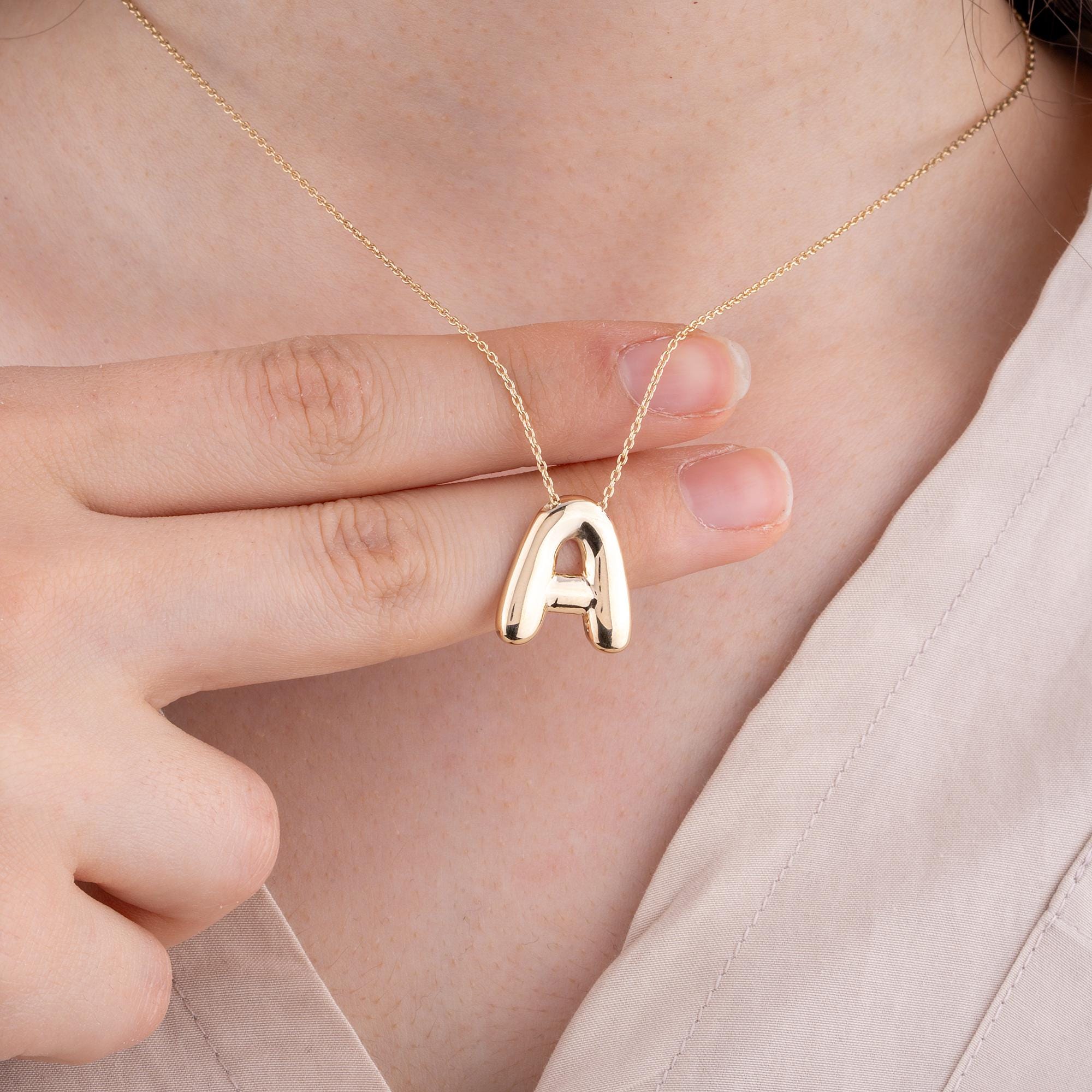 14K Solid Gold Bubble Name Necklace – Bubbly