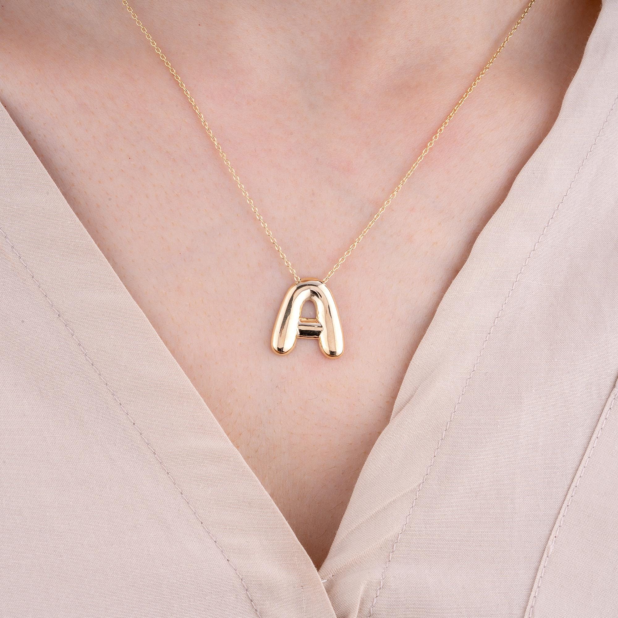 14K Solid Gold Bubble Name Necklace – Bubbly