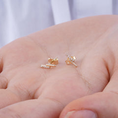 14K Gold Diamond Bar Stud Earrings – Linea