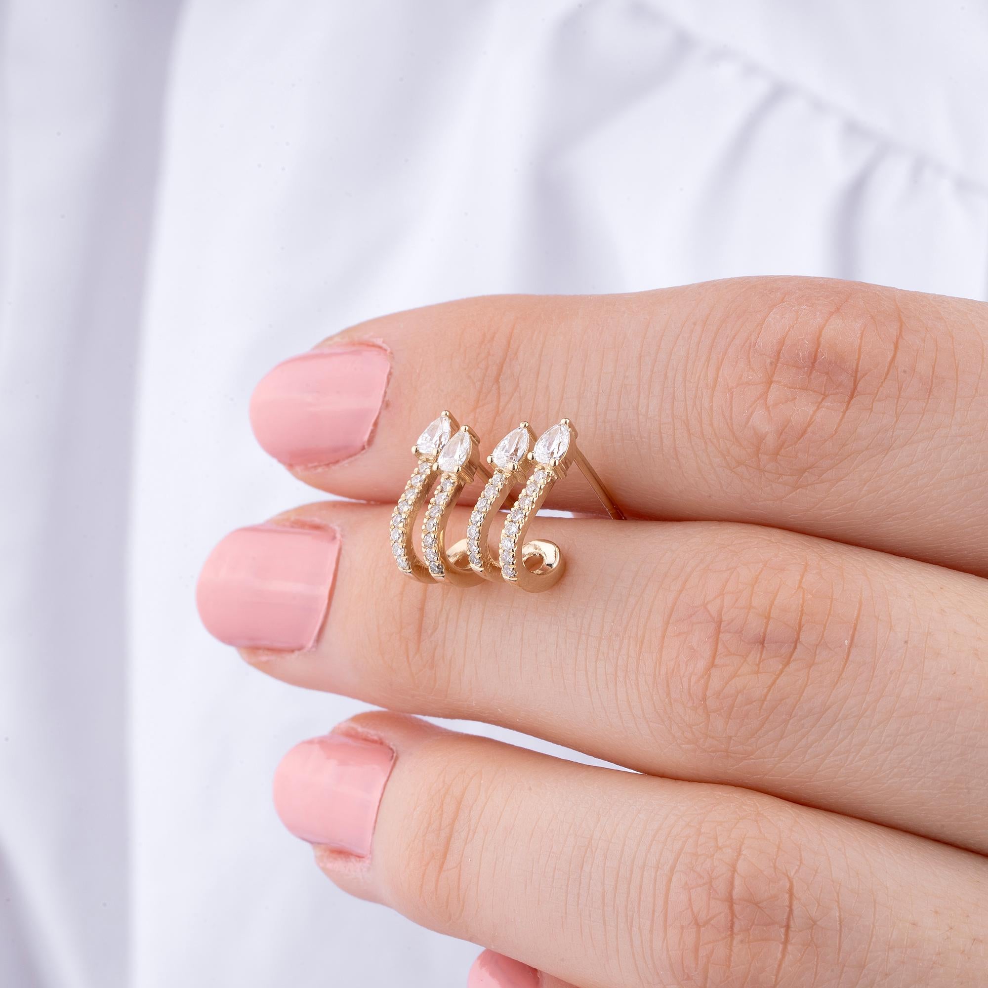 14K Gold Diamond Double Huggie Earrings – Seren