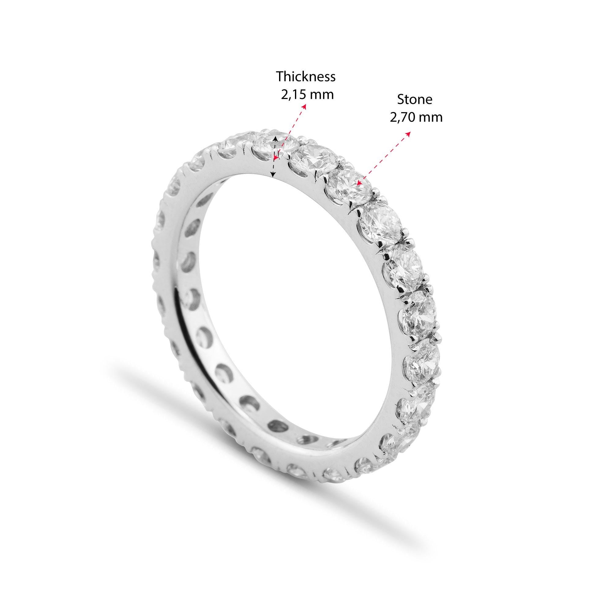 14K Gold Diamond Eternity Band/ Thin Gold Diamond Wedding Ring/ Stackable Dainty Gold Band/ Diamond Anniversary Ring/ Gift for Her/ The Mom