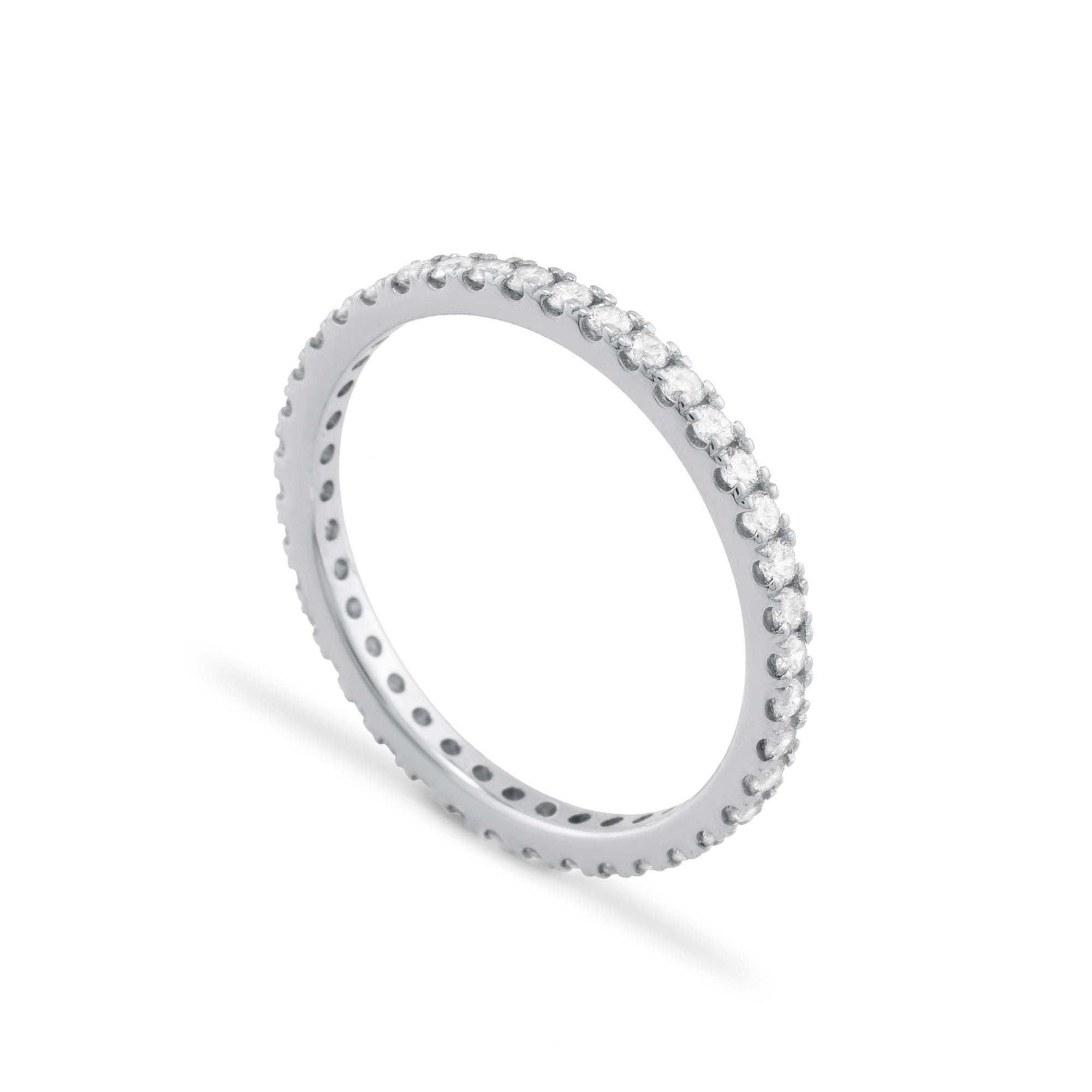 14K Gold Diamond Eternity Ring/ Round Diamond Eternity Band/ Dainty Wedding Ring/ Unique Eternity Band/ Gift for Her/ Engagement Ring