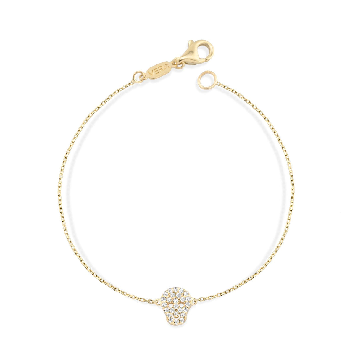 14K Gold Diamond Skull Bracelet / Dainty Skull Bracelet for Women / Gold Skull Jewelry / Edgy Halloween Bracelet / Best Gifts for Her