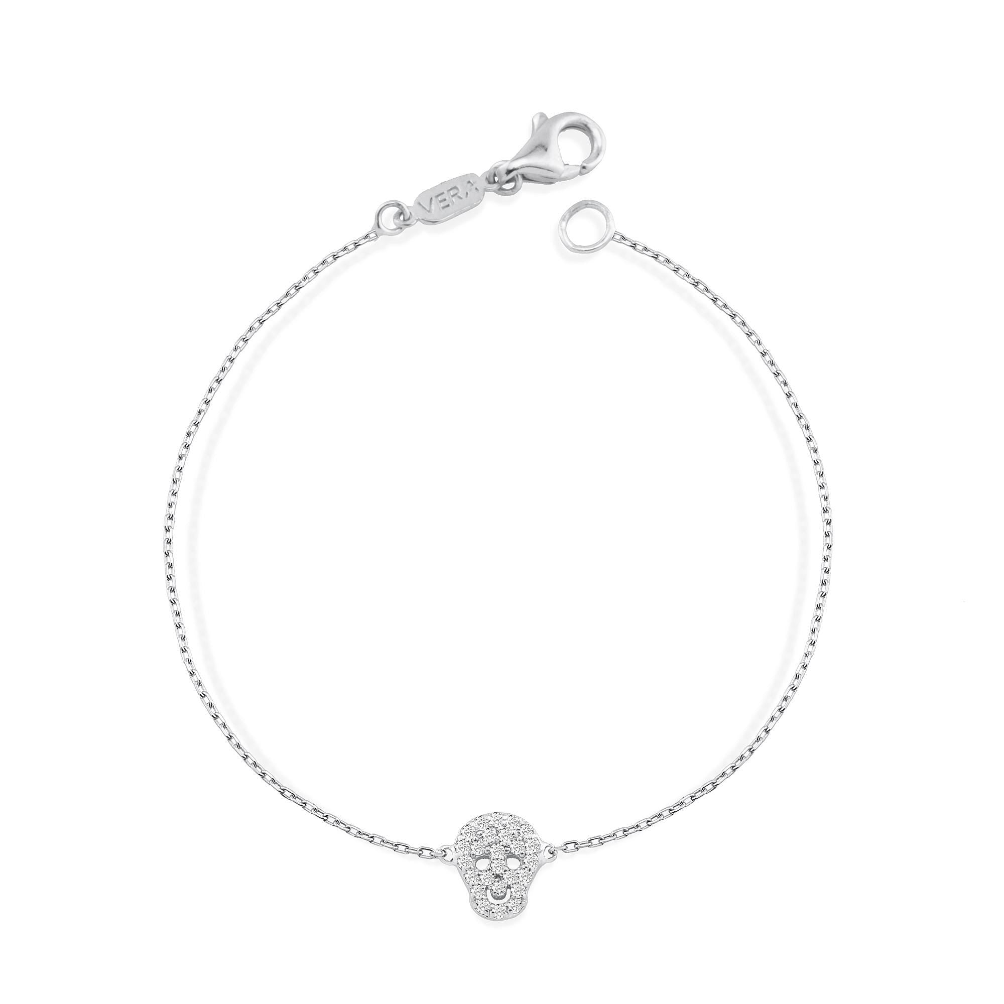 14K Gold Diamond Skull Bracelet / Dainty Skull Bracelet for Women / Gold Skull Jewelry / Edgy Halloween Bracelet / Best Gifts for Her
