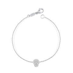 14K Gold Diamond Skull Bracelet / Dainty Skull Bracelet for Women / Gold Skull Jewelry / Edgy Halloween Bracelet / Best Gifts for Her