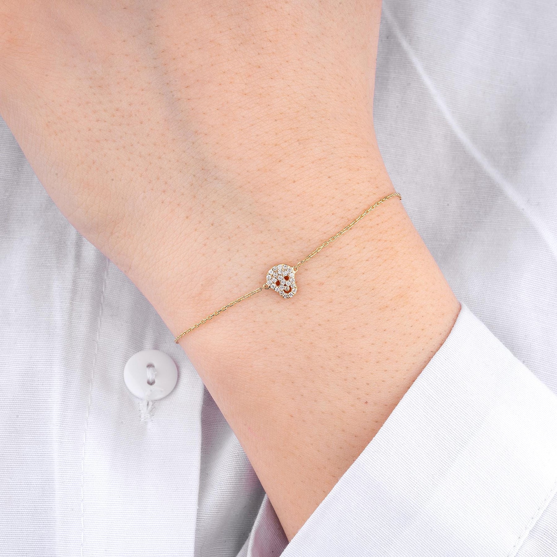 14K Gold Diamond Skull Bracelet – Requiem
