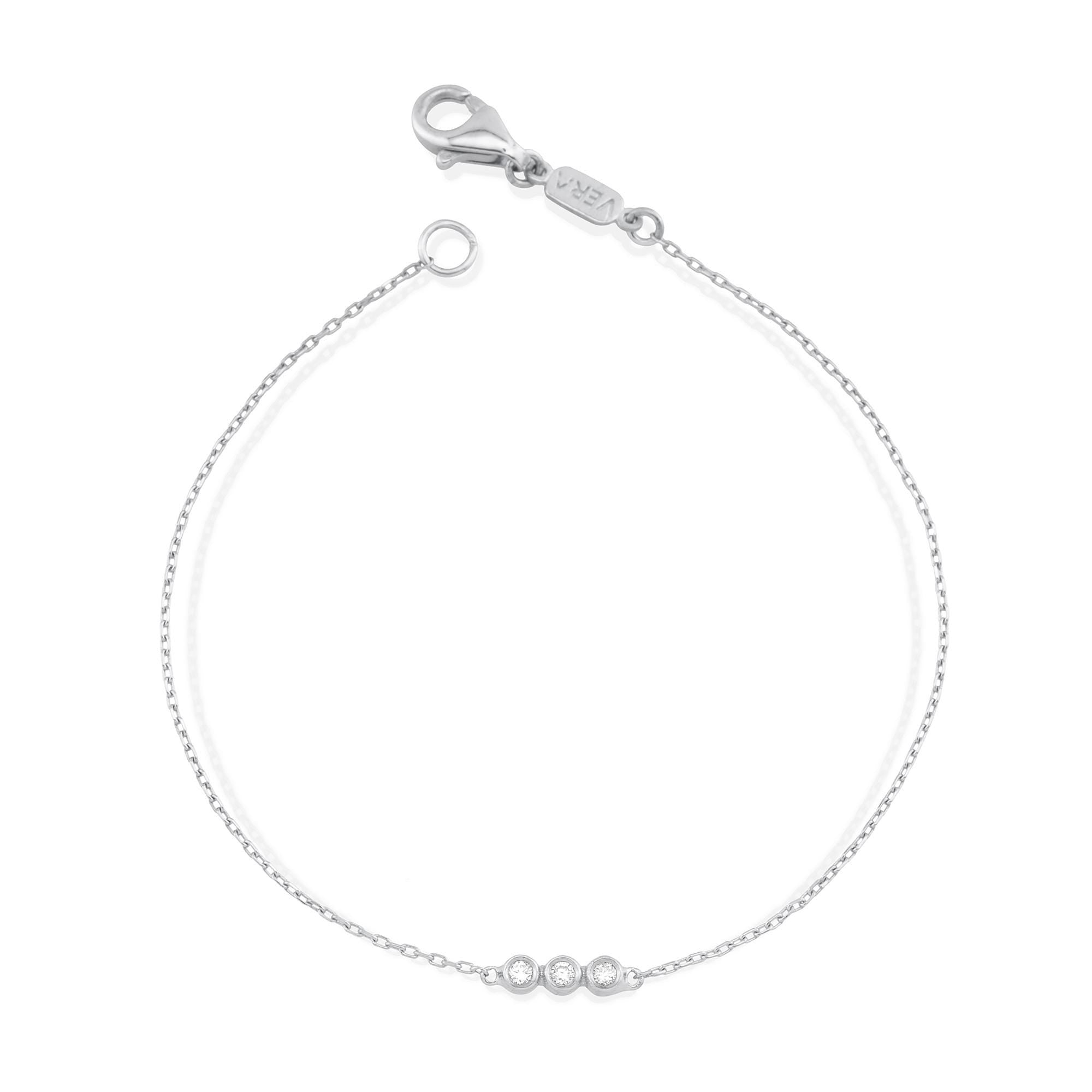 14K Gold Diamond Bezel Bracelet/ Dainty Gold Bracelet for Women/ Minimalist Diamond Bracelet/ Delicate Jewelry Gift/ Gift for Her/ The Mom