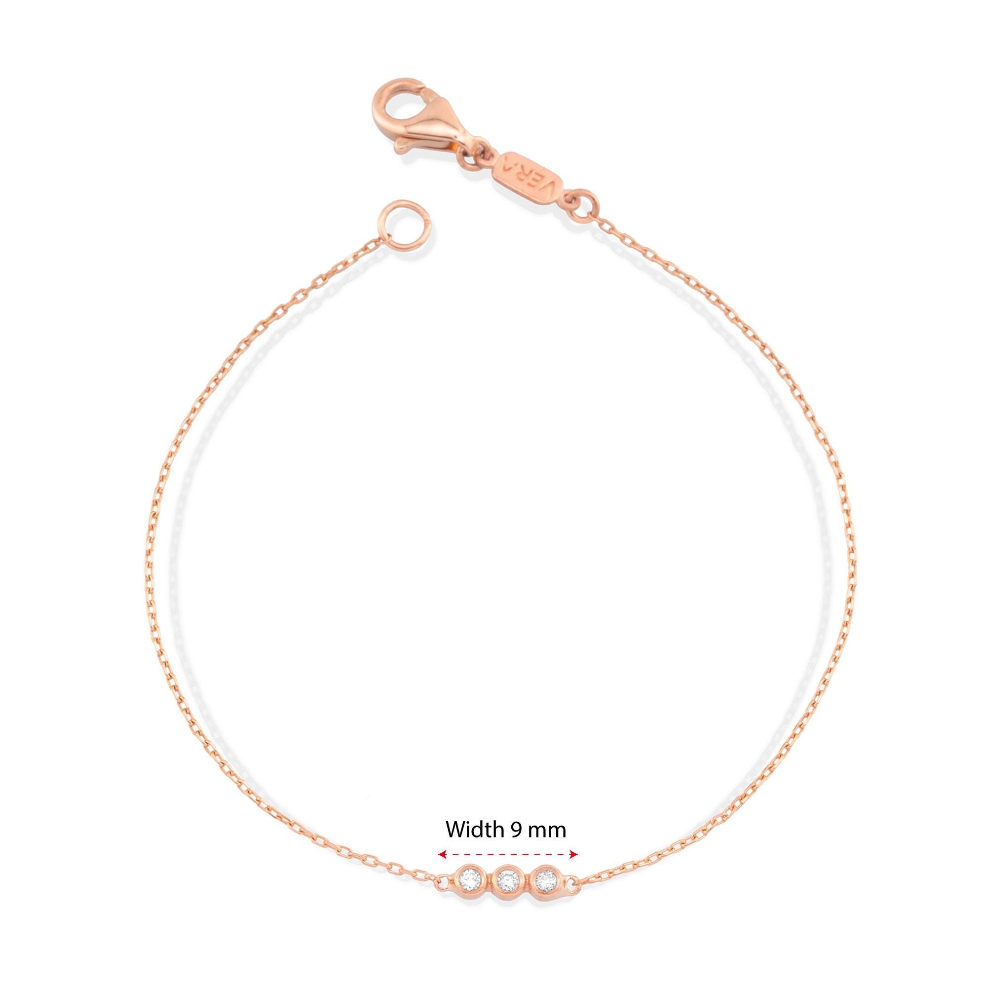 14K Gold Diamond Bezel Bracelet/ Dainty Gold Bracelet for Women/ Minimalist Diamond Bracelet/ Delicate Jewelry Gift/ Gift for Her/ The Mom