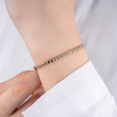 14K Gold Black Diamond Tennis Bracelet / Bezel Set Diamond Bracelet / Dainty Gold Bracelet for Women / Elegant Fine Jewelry Gift for Her