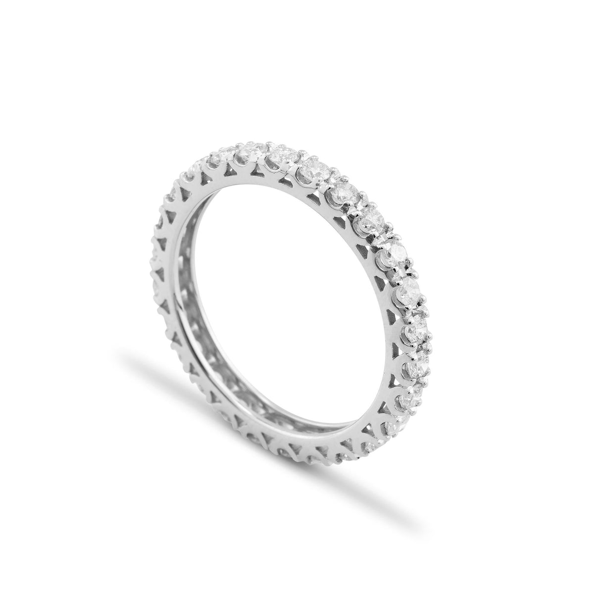 14K Gold Diamond Eternity Band/ Thin Wedding Band/ Stackable Diamond Ring/ Gold Diamond Ring/ Dainty Wedding Ring/ Gift for Her/ The Mom