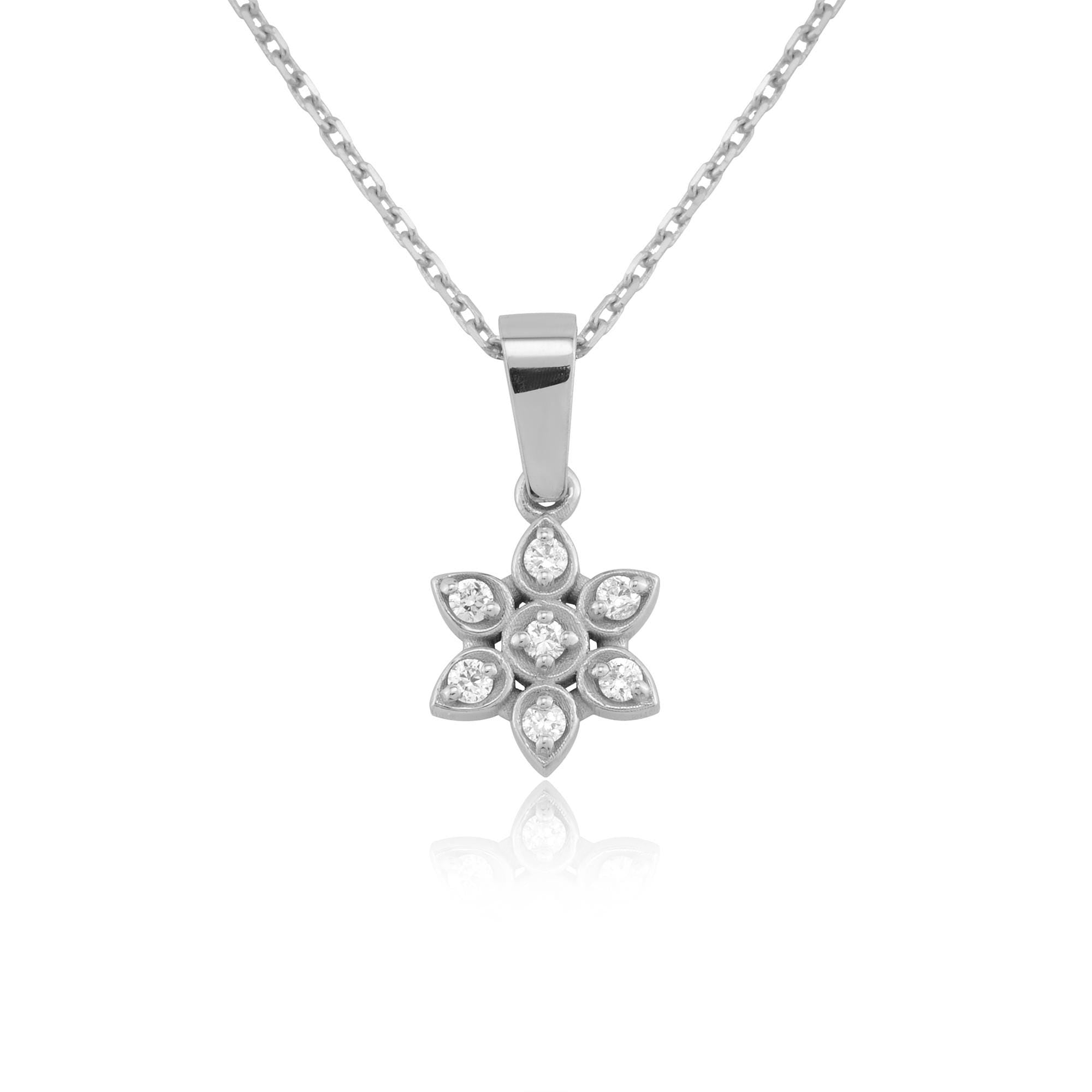 14K Solid Gold Diamond Flower Necklace – Petale