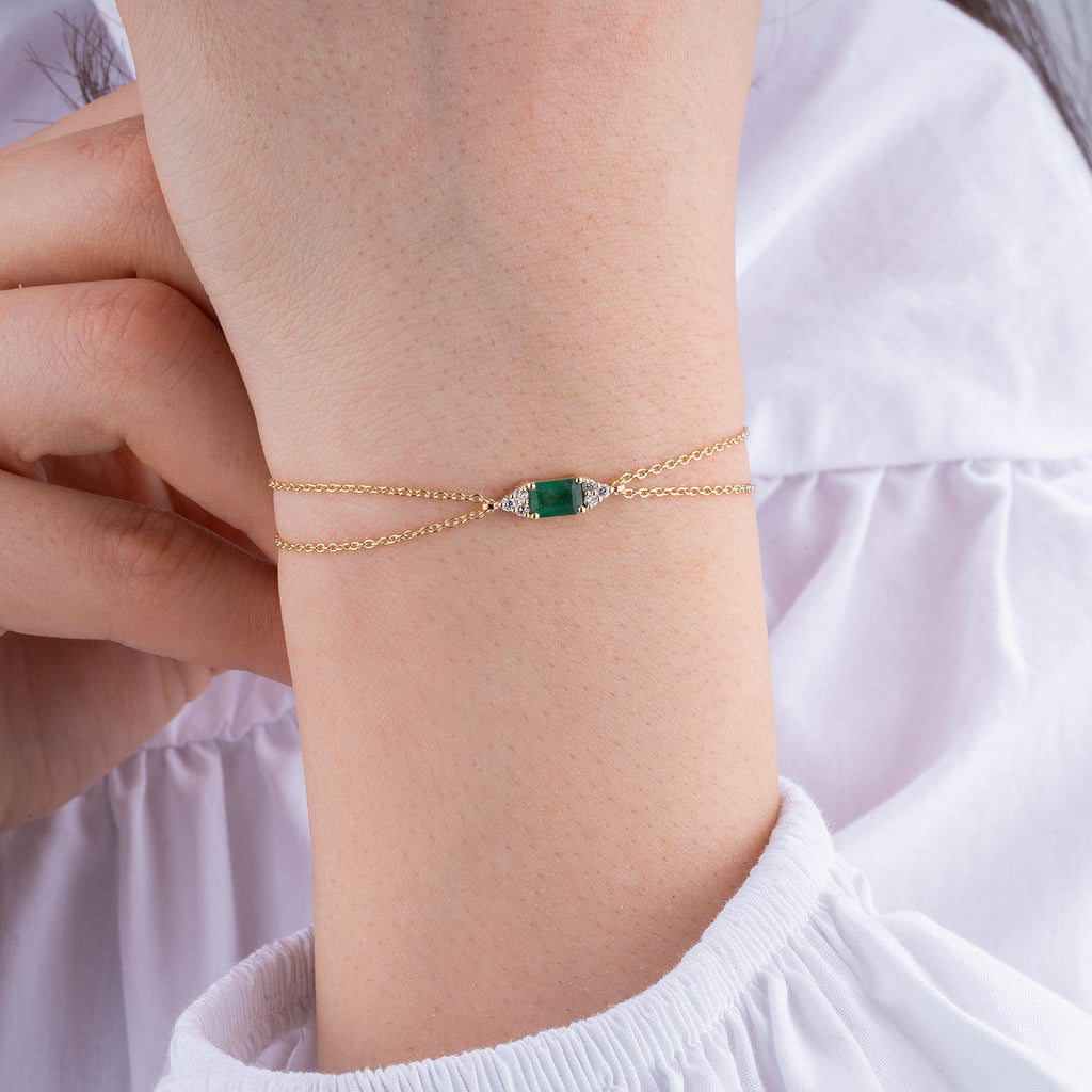 14K Gold Emerald Diamond Bracelet – Emeraude
