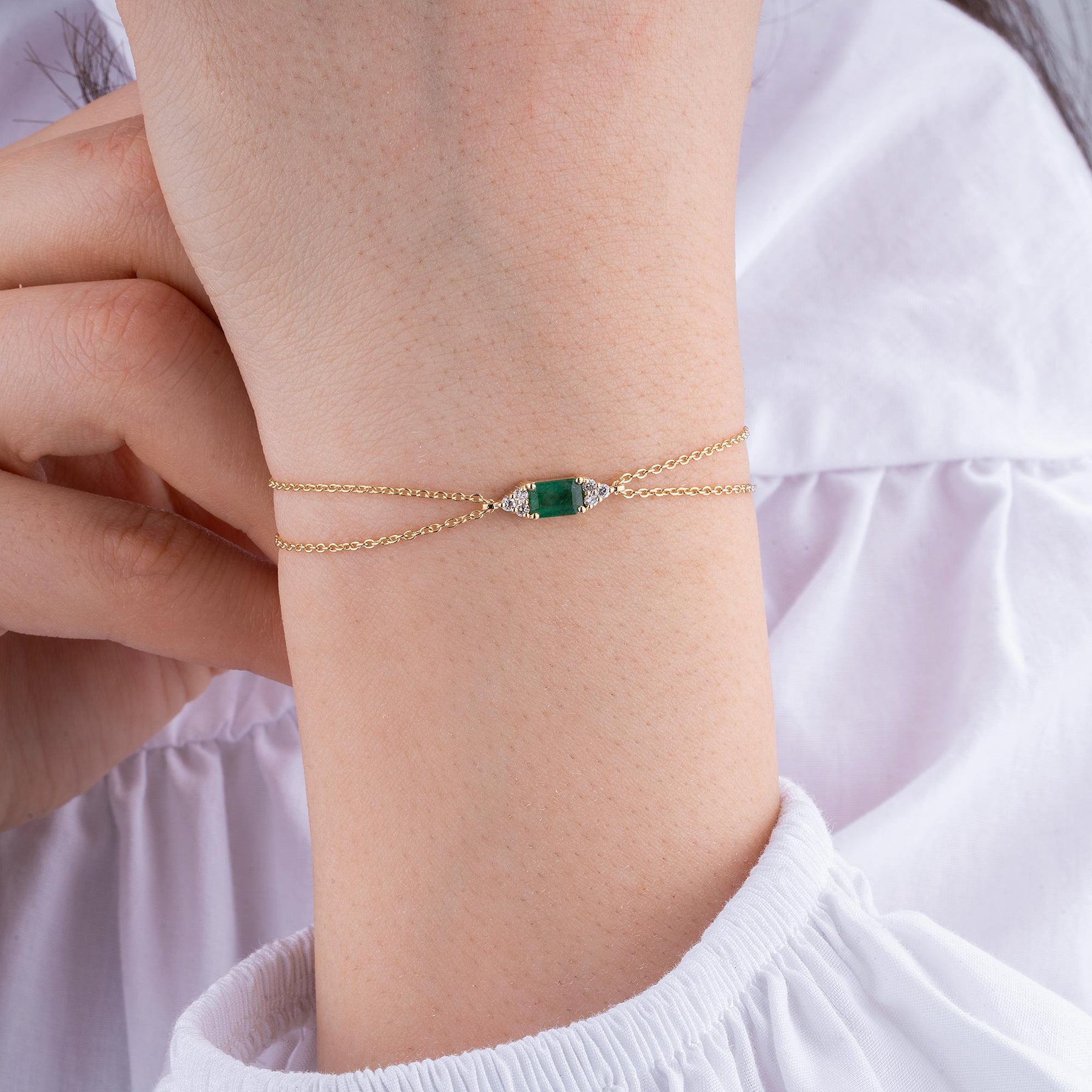 14K Gold Emerald Diamond Bracelet – Emeraude