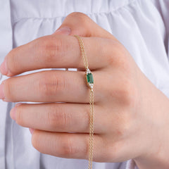 14K Gold Emerald Diamond Bracelet/ Dainty Gold Bracelet for Her/ Emerald Jewelry/ Gift for Her/ May Birthstone Bracelet/ Customized Gift