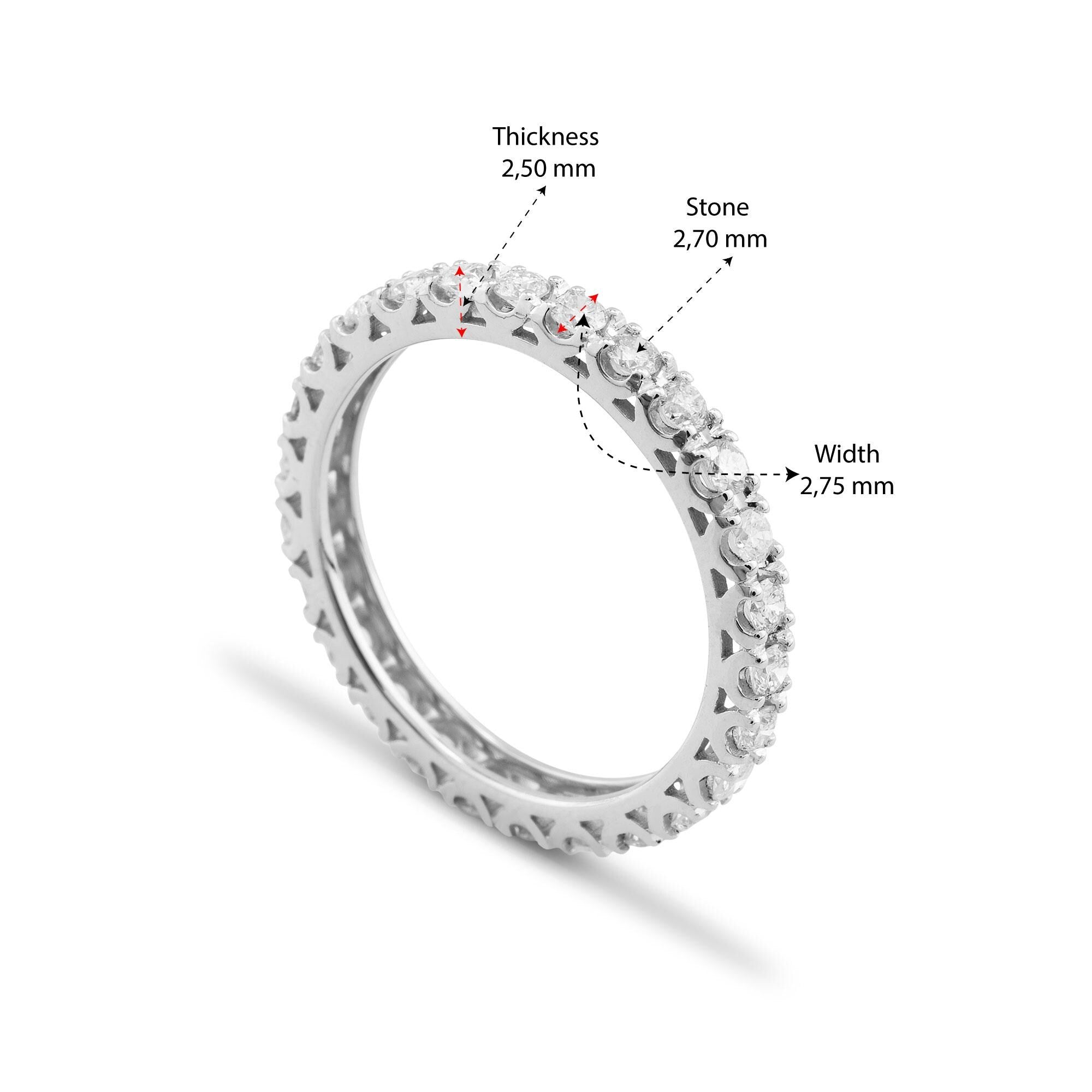 14K Gold Diamond Eternity Band/ Thin Wedding Band/ Stackable Diamond Ring/ Gold Diamond Ring/ Dainty Wedding Ring/ Gift for Her/ The Mom