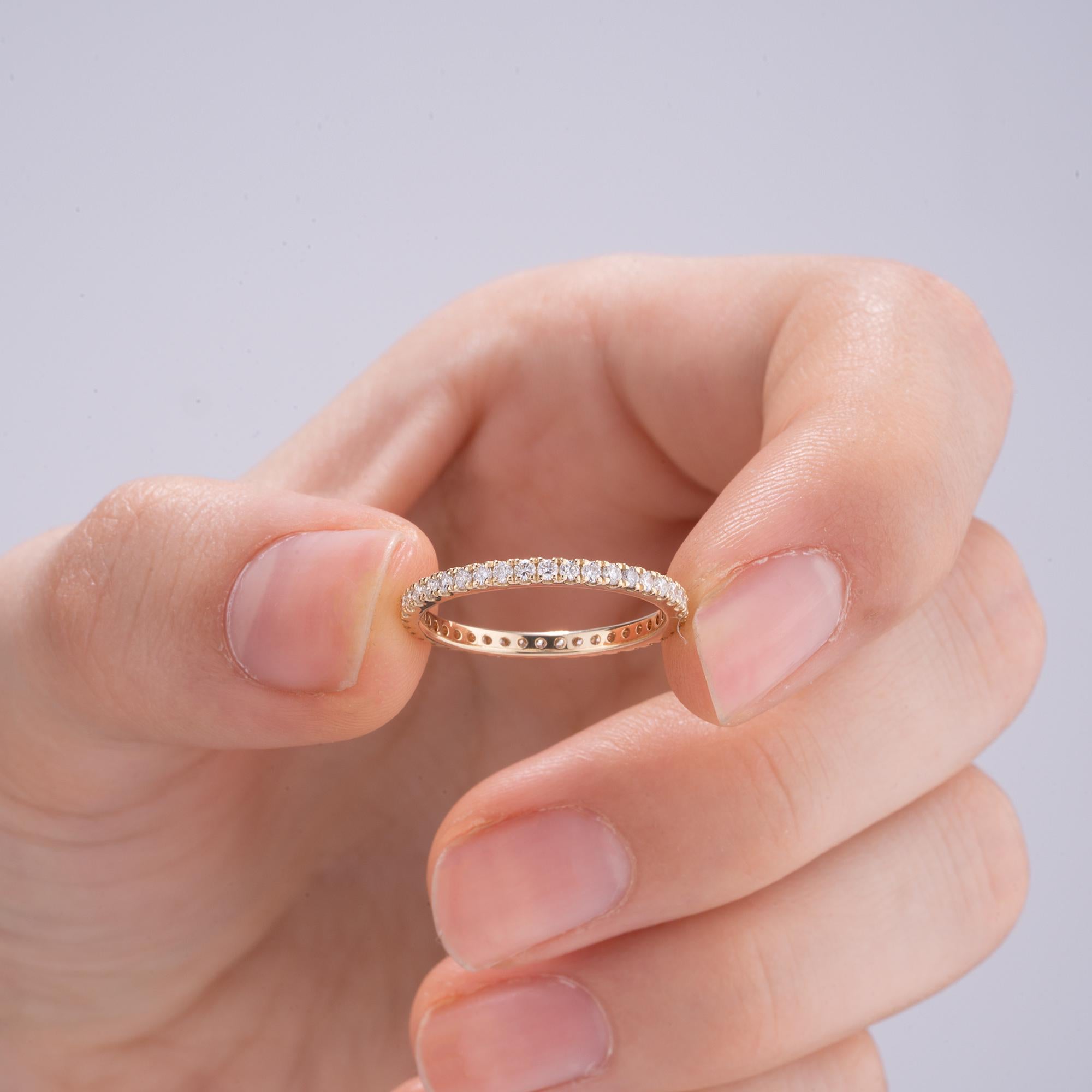 14K Gold Diamond Eternity Ring/ Round Diamond Eternity Band/ Dainty Wedding Ring/ Unique Eternity Band/ Gift for Her/ Engagement Ring