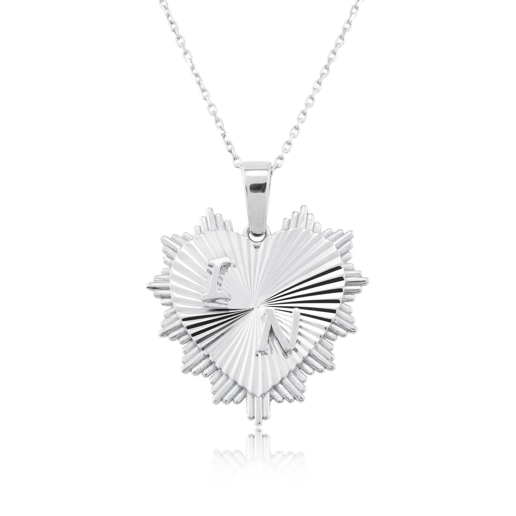 14K Gold Fluted Heart Initial Necklace – Serenade
