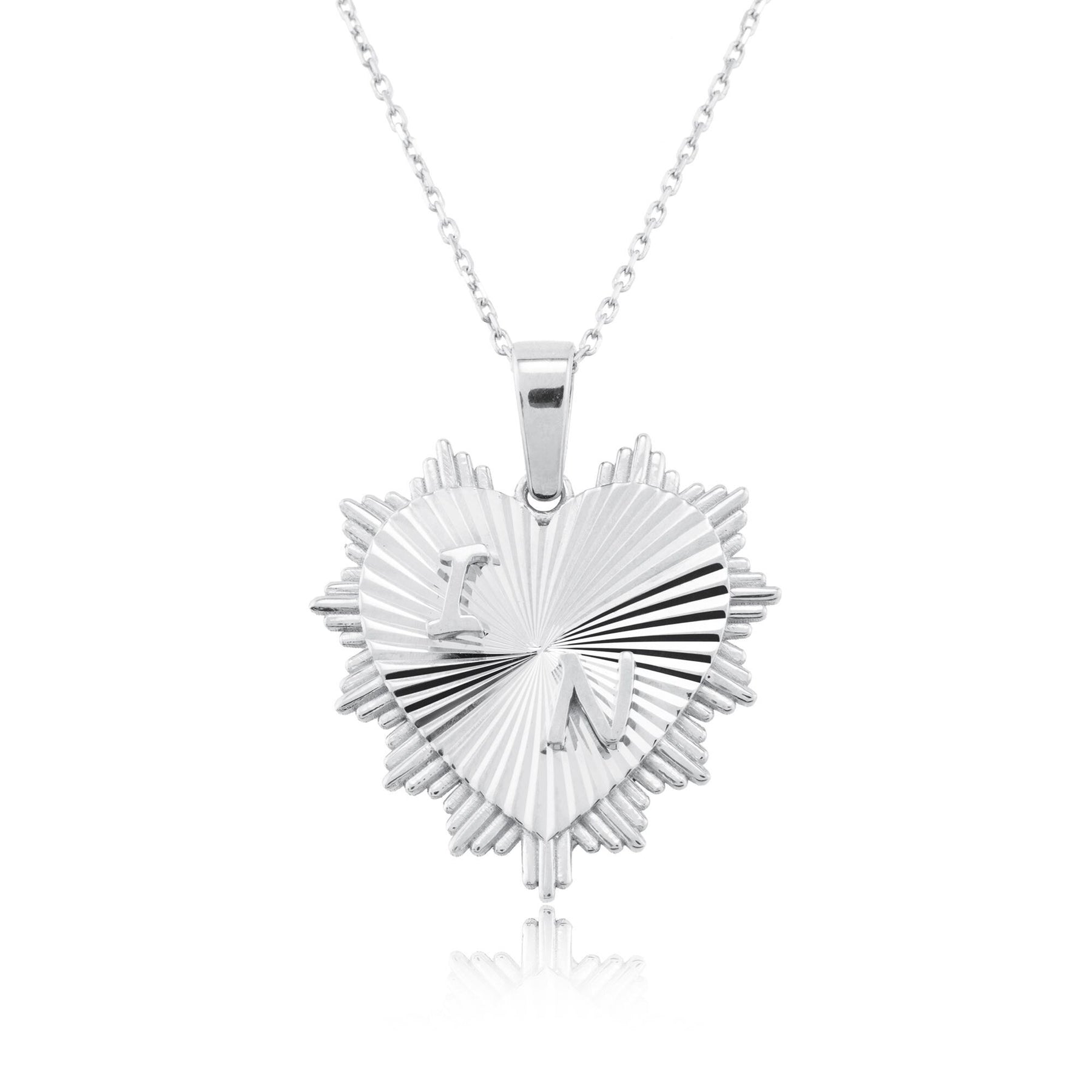 14 Ayar Altın Yivli Kalp Baş Harfli Kolye – Serenade