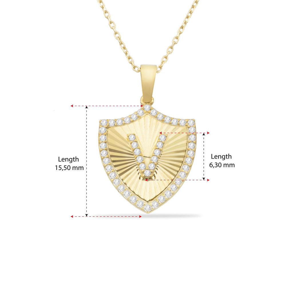 14K Gold Diamond Shield Initial Necklace – Signa