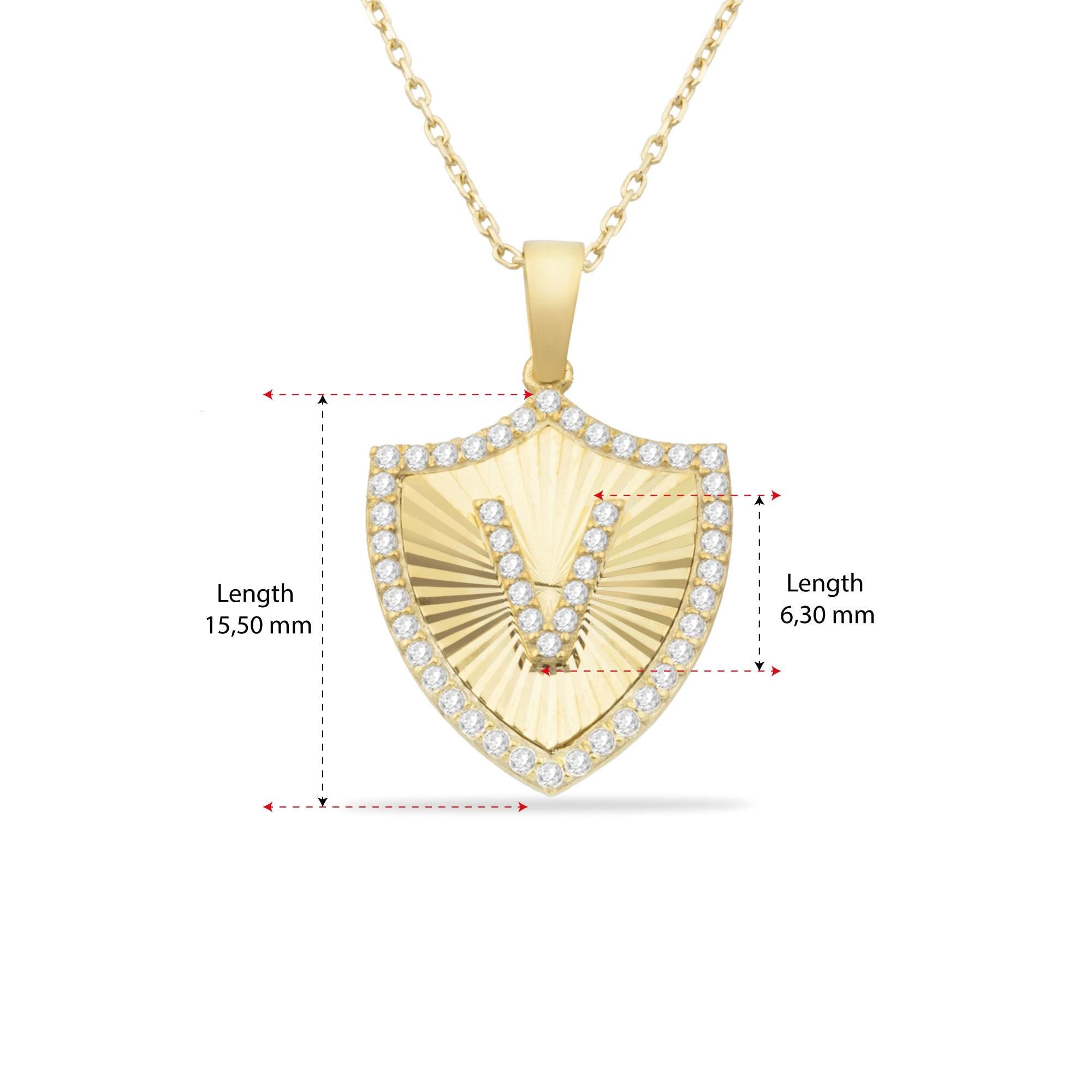 14K Gold Diamond Shield Initial Necklace – Signa