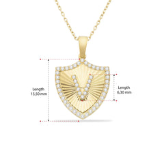 14K Gold Diamond Shield Initial Necklace – Signa