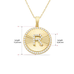 14K Gold Diamond Round Initial Necklace – Signa