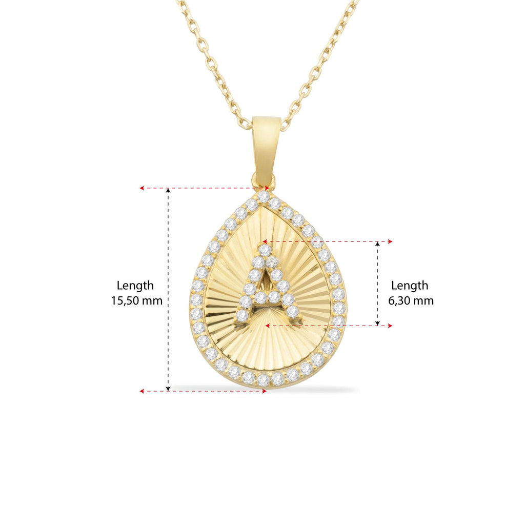 14K Gold Diamond Pear Initial Necklace – Signa