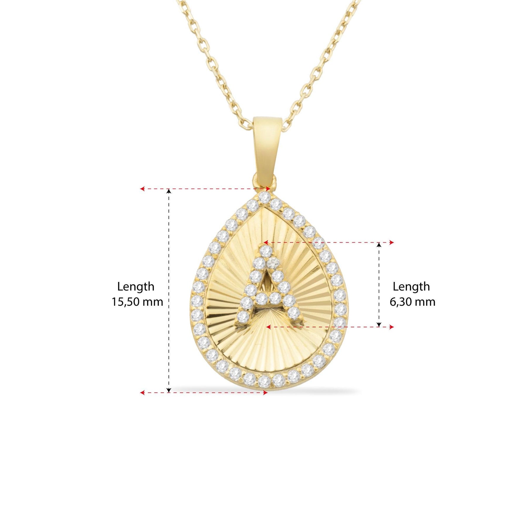 14K Gold Diamond Pear Initial Necklace – Signa