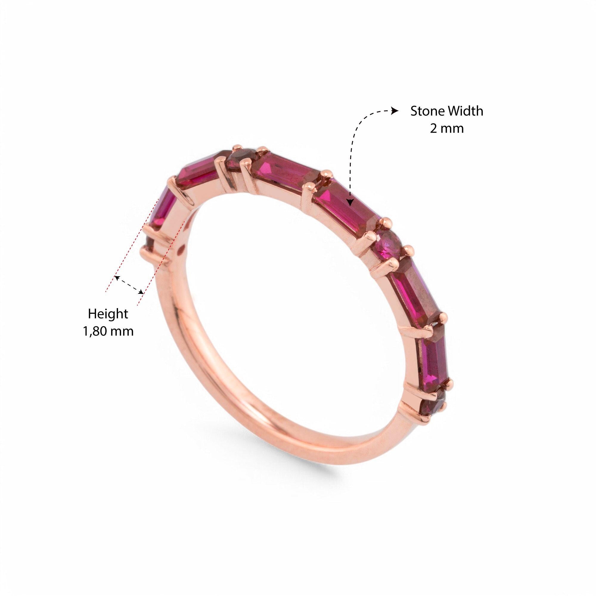 14K Gold Ruby for Woman Rings/ 14K Gold Ruby Thin Half Eternity Rings Gift for Her/ Gold Engagement Rings / Birthday Gifts/ Gift for Her