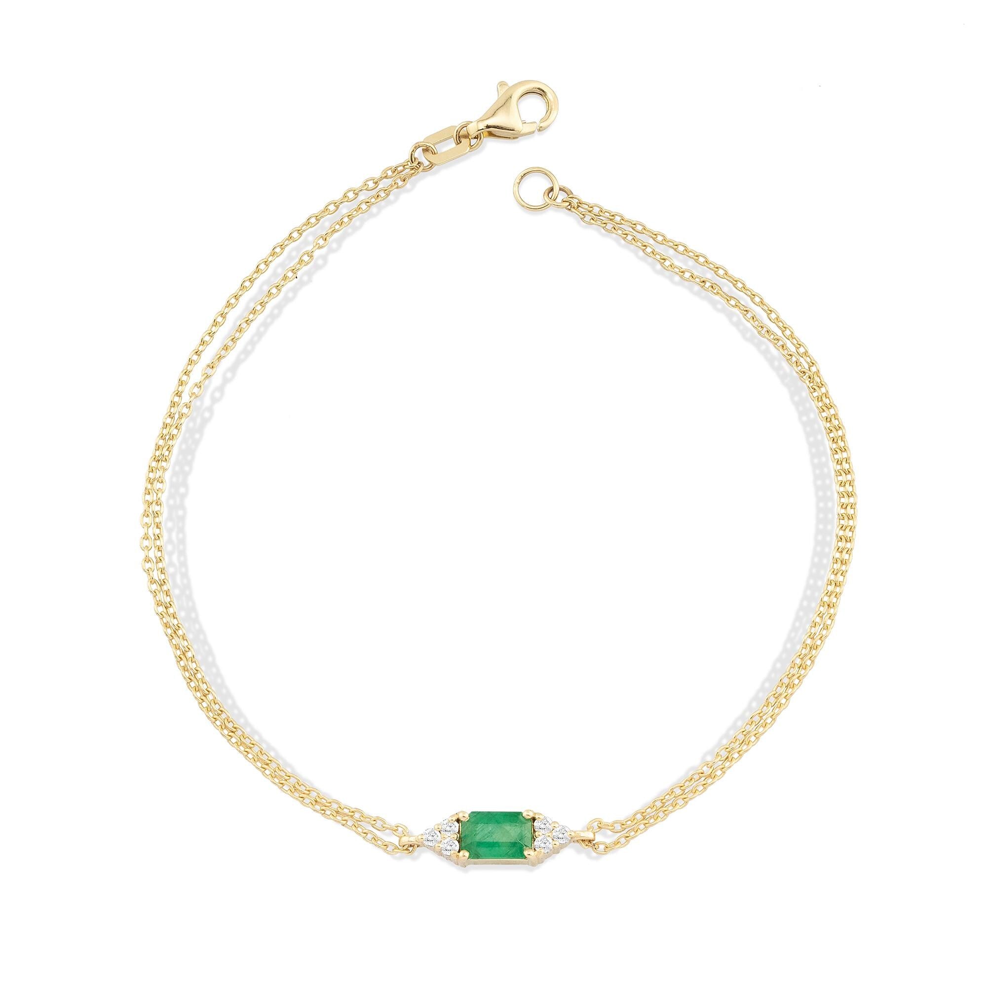 14K Gold Emerald Diamond Bracelet – Emeraude