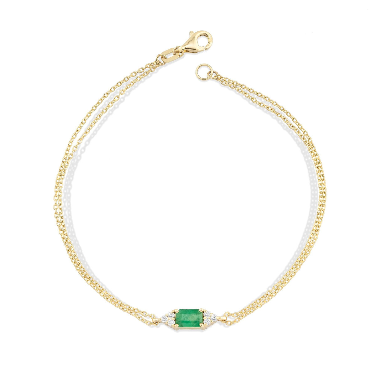 14K Gold Emerald Diamond Bracelet/ Dainty Gold Bracelet for Her/ Emerald Jewelry/ Gift for Her/ May Birthstone Bracelet/ Customized Gift