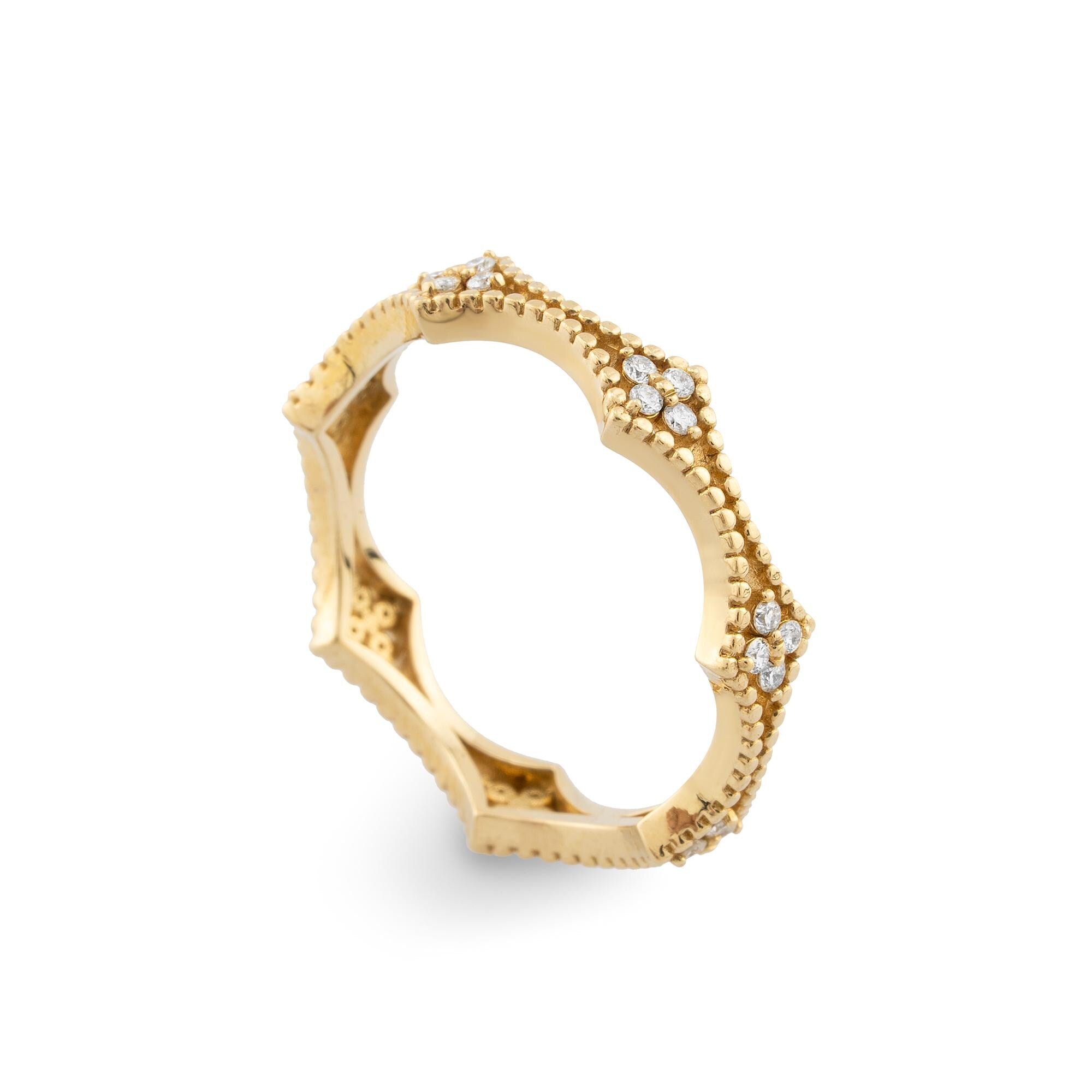 14K Gold Diamond Flower Ring — Marencia