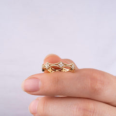 14K Gold Diamond Flower Ring — Marencia