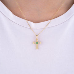 14K Gold Diamond & Ruby Cross Necklace – Radiance