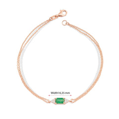 14K Gold Emerald Diamond Bracelet/ Dainty Gold Bracelet for Her/ Emerald Jewelry/ Gift for Her/ May Birthstone Bracelet/ Customized Gift