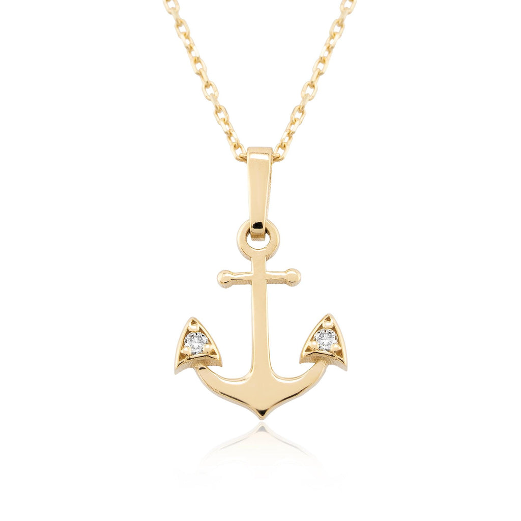 14K Gold Diamond Anchor Necklace – Haven