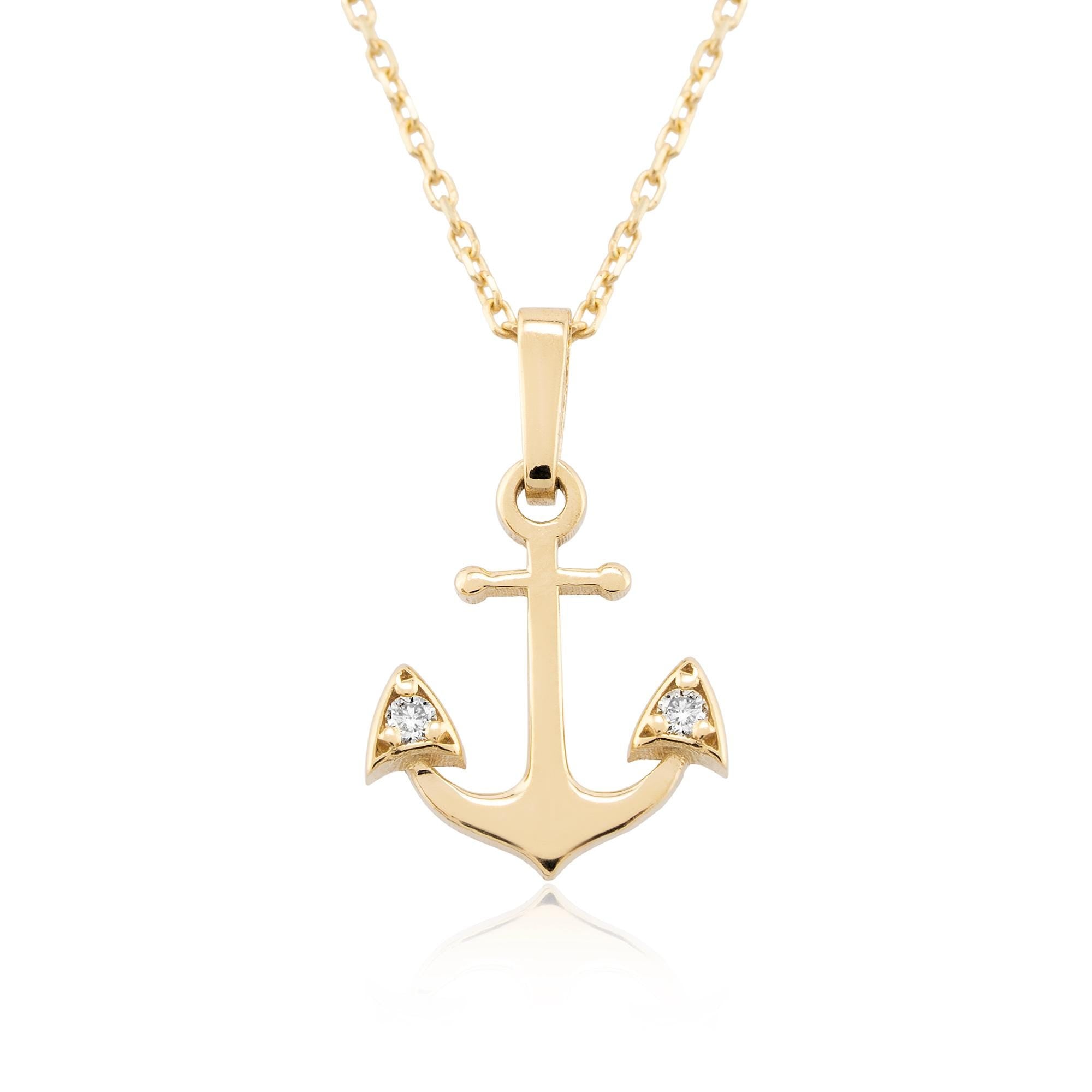 14K Gold Diamond Anchor Necklace – Haven