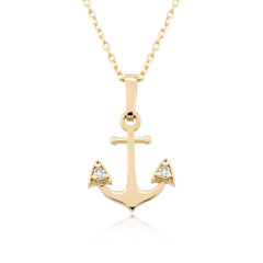 14K Gold Diamond Anchor Necklace – Haven