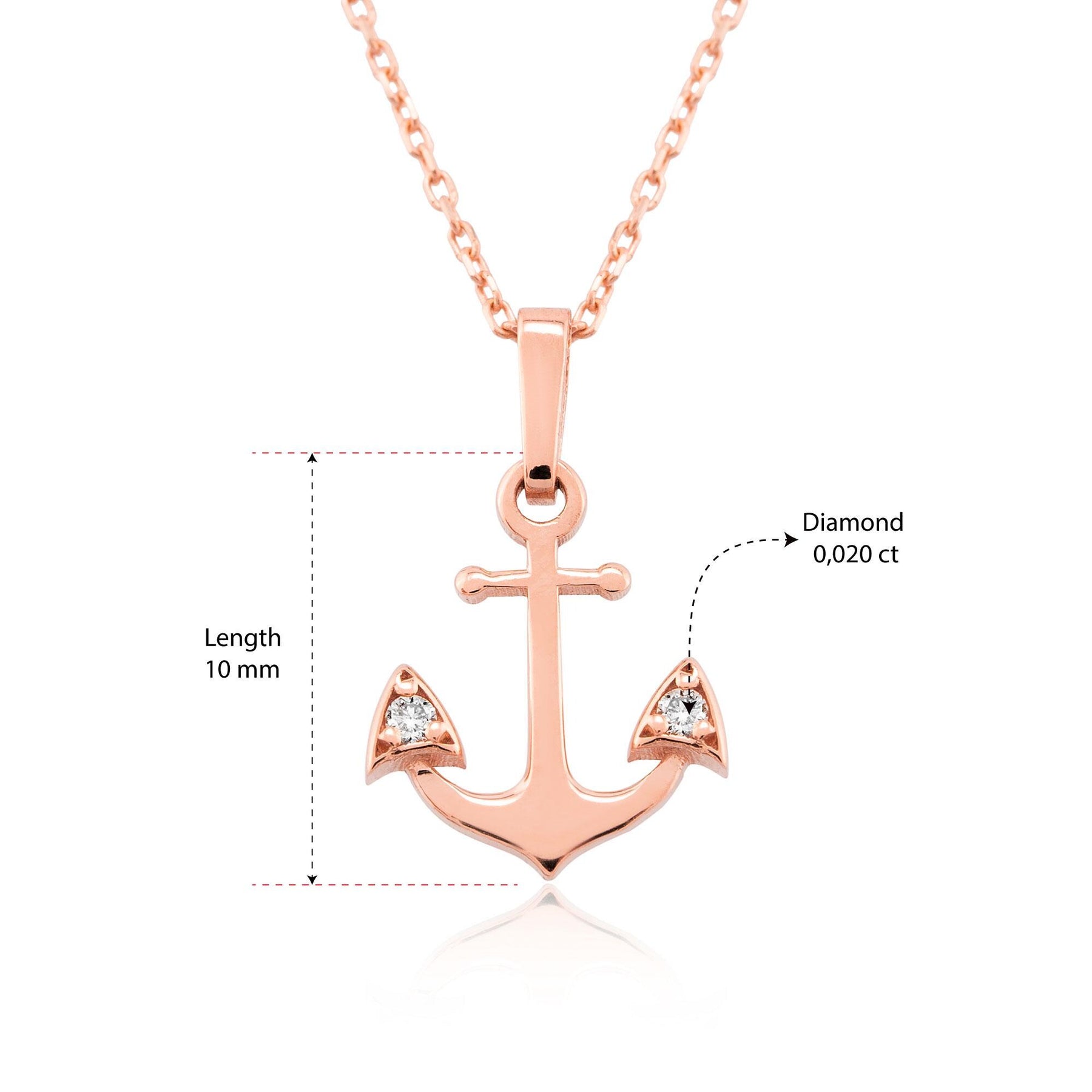 14 Ayar Altın Pırlanta Çapa Kolye – Haven 